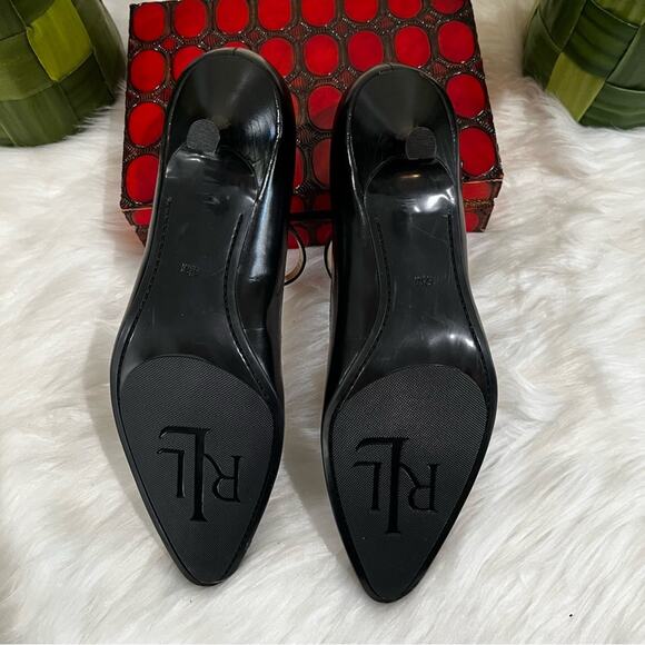 NEW LRL Ralph Lauren Leather Buckle Mary Jane Kitten Heel Almond Toe Pumps 5.5 - Picture 12 of 16